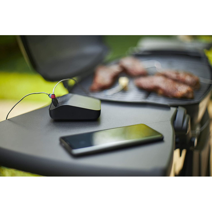 Weber Connect Smart Grilling Hub — розумний термометр для гриля з Bluetooth і Wi-Fi, контроль через додаток, покрокові рецепти, підтримка до 4 датчиків, чорний