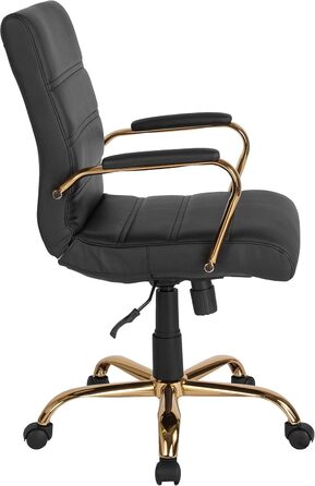 Офісний крісло Flash Furniture - крісло для шефа, біле шкіряне, з червоно-золотим каркасом, 61x58,5x103,5 см