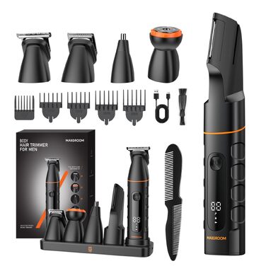 Електричний тример для чоловіків Intimrasierer MAXGROOM 5-в-1: для інтимної зони, тіла, бороди, пахв, водонепроникний, з док-станцією, чорний