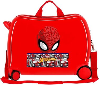 Дитяча валіза Marvel Spiderman, червона, жорсткий корпус, 50x38x20 см, 38 л, 3 кг, з кодовим замком, ручна поклажа