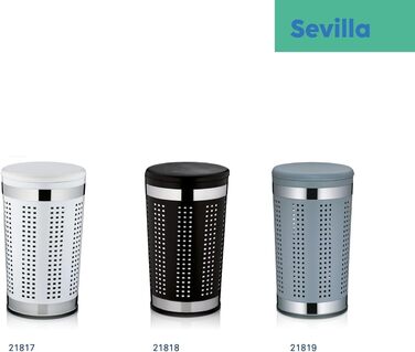 Kela SEVILLA кошик для білизни з кришкою, металевий чорний, 30,5x60,5 см, з вентиляцією