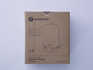 Електрочайник Aigostar Loki 1,7 л, 2200 Вт, нержавіюча сталь, чорний, з регулюванням температури 40-100°C, дисплеєм та функцією підтримки тепла, ретро-дизайн