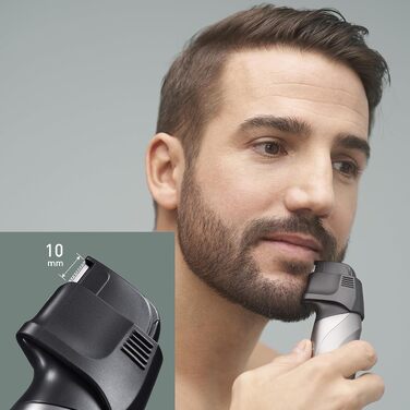 Акумуляторний тример для тіла Panasonic i-Shaper для чоловіків, сталеві леза, 20 налаштувань довжини, набір 4-в-1 з насадками та чохлом, чорний