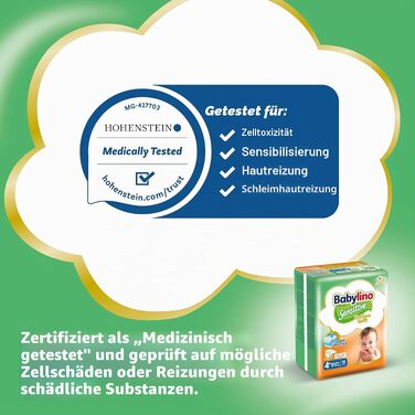 Дитячі підгузки Babylino Sensitive Maxi Plus, розмір 4+ (10-15 кг), 138 шт. — гіпоалергенні