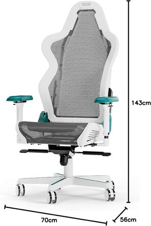 Ігрове крісло DXRacer Air R1S, сітчасте, біло-бірюзово-сіре, до 200 см