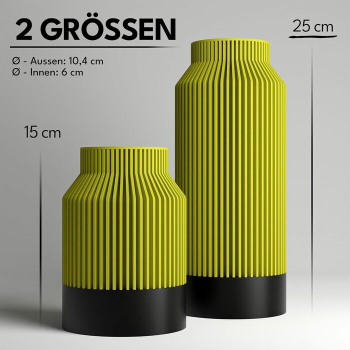 Ваза Kontura Moderne Pampasgras 25 см для сухоцвітів та зрізаних квітів, 3D-друк, Німеччина