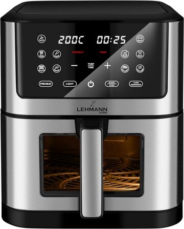 Аерофритюрниця Lehmann LHODF-1880B XXL 8 л, 1800 Вт, з терморегуляцією до 200°C, 10 програм, таймер, приготування без олії, для смаження, випікання та сушіння