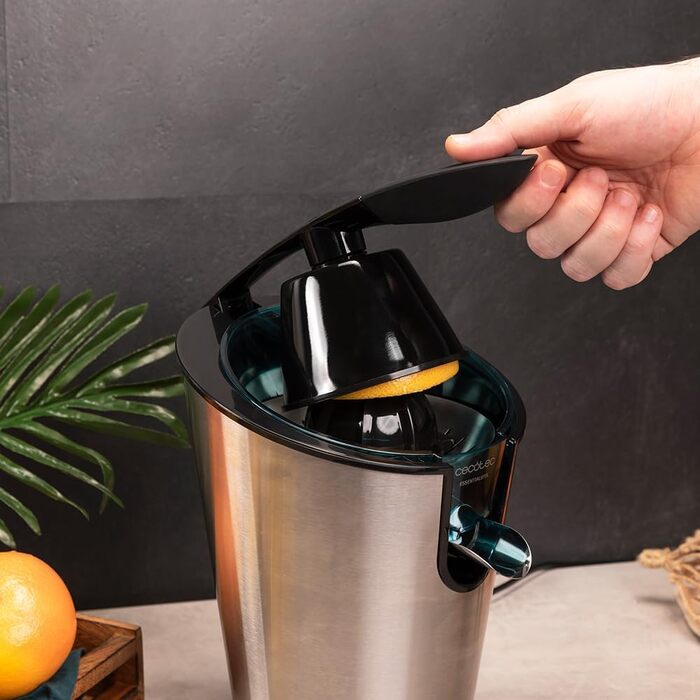 Цитрусовижималка електрична Cecotec EssentialVita PowerFresh 1000 Inox - 1000 Вт, нержавіючий фільтр, конуси, система запобігання краплин, легке очищення