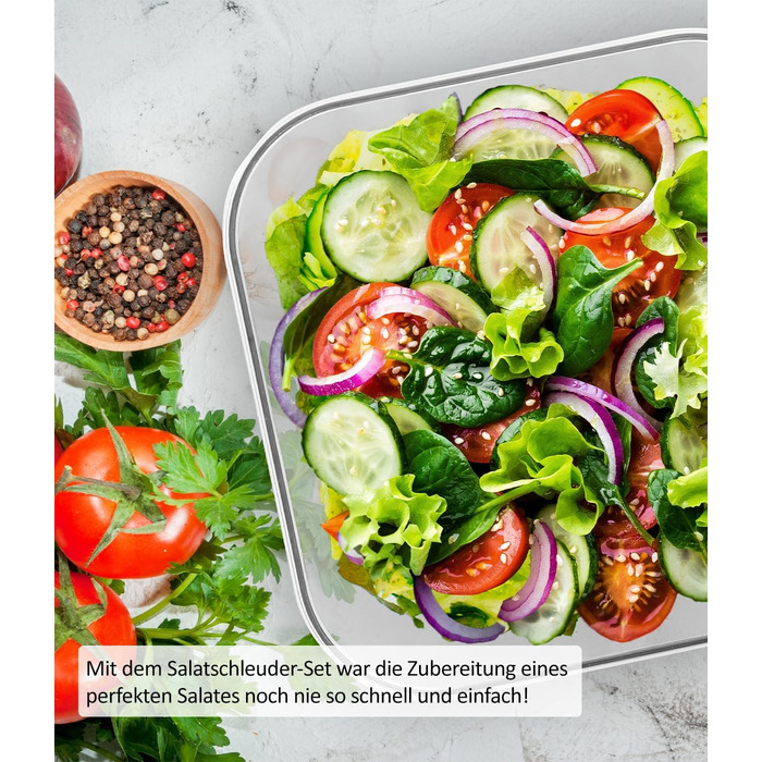 Професійна овочерізка та сушарка для салату Genius Nicer Dicer Chef, 4-в-1, з кришкою, контейнером і ситом, 5.2 л, прозора