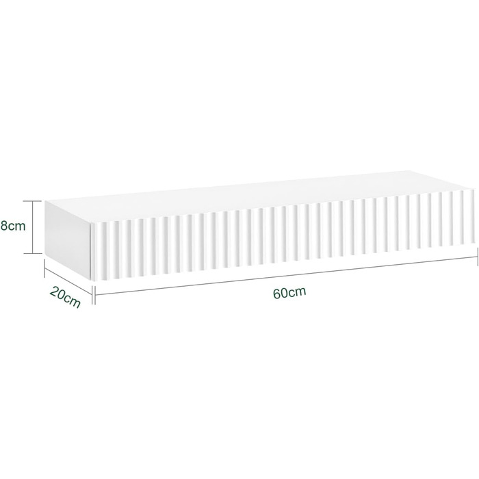 Настінна полиця з шухлядою та LED-підсвіткою SoBuy, біла, 60x20x8 см, для спальні, коридору, вітальні FHK38-W