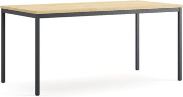 Стіл furni24 160x80x75 см, сталь, дуб, для офісу, кухні, геймінгу, TÜV/GS, легкий монтаж, багатофункціональний, антрацит