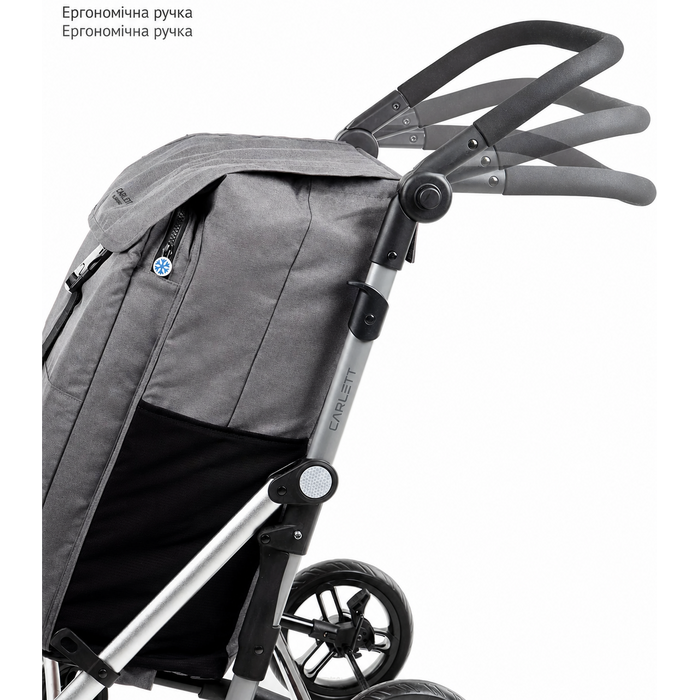 Супермаркет-візок Carlett Classic Family, складаний, 4 водостійкі колеса, 64 л основна сумка, термосумка 10,5 л, вантажопідйомність 32 кг, сірий