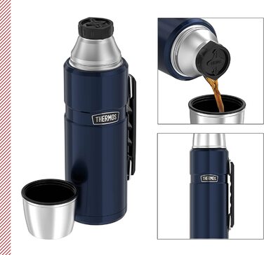 Термос Thermos Stainless King 1,2 л, нержавіюча сталь, синій, з ручкою