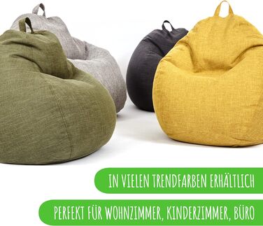 Сидіння-мішок Green Bean XXL 80x90 см, чохол з льону, червоний, без наповнювача, м'який, міцний, з внутрішнім мішком, для дому, праний