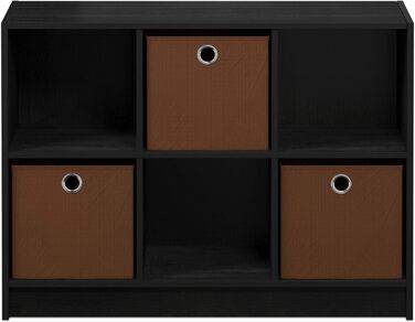 Книжкова шафа Furinno Basic на 6 полиць з 3 ящиками, дерево, колір американо/середньо-коричневий, 30×80×60 см