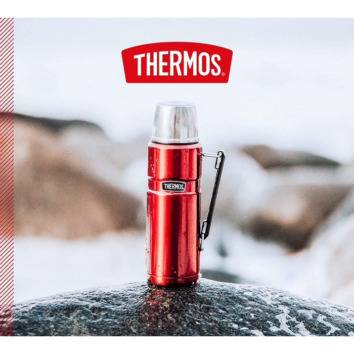 Термос Thermos Stainless King 1,2 л з ручкою, нержавіюча сталь, колір журавлина