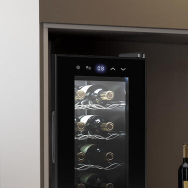 Витримання вина Cecotec Bolero Grandsommelier 830 Coolcrystal: 8 пляшок, термоелектрична охолодження, регулювання температури 8-18°C, сенсорне керування, LED-підсвітка, без шкідливого газу, чорний колір