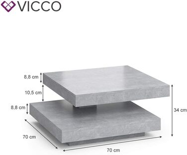 Журнальний стіл Vicco Elias, бетон, 70x34 см