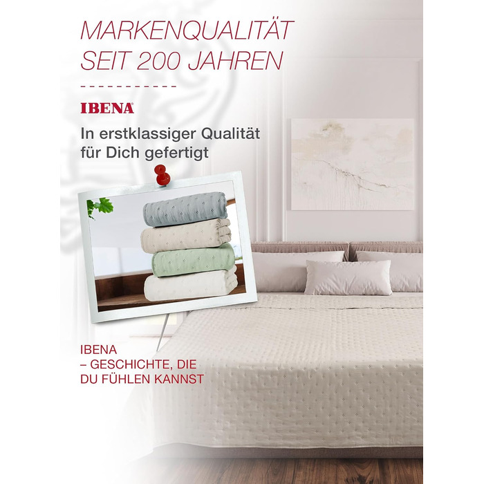 Постільна покривало Ibena Arles стібане для одномісного ліжка, 140x210 см, колір зелений
