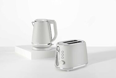 Електрочайник Cuisinart 1,5 л, 3000 Вт, білий, нержавіюча сталь, матова поверхня, швидкий нагрів, бездротовий, для кухні, набір з тостером