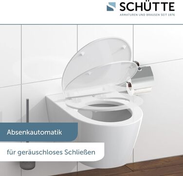 Сидіння для унітаза SCHÜTTE SLIM з мікроліфтом (м'яке закриття) та швидким монтажем, матеріал дуропласт, біле, витримує до 175 кг
