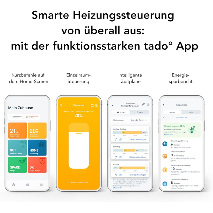 tado Smartes Heizkörperthermostat X: Розумний термостат для радіатора з керуванням через додаток та голосових помічників (Alexa, Siri, Google Assistant), енергозбереження, DIY монтаж