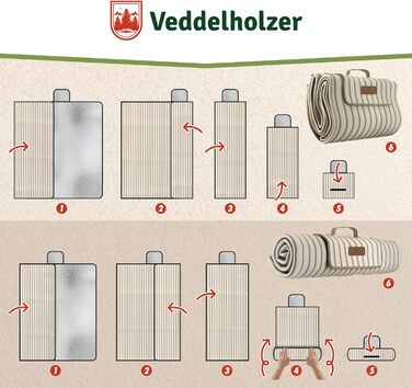 Водонепроникний плед для пікніка та пляжу Veddelholzer XXL (200x200 см), ізольована підстилка від піску для кемпінгу, парку та фестивалів, легка в догляді (Beach)