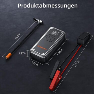 Powerbank для авто Acmount Starthilfe з компресором, 7000A, 150PSI, LCD, LED, для бензинових та дизельних авто (до 9L/8L)