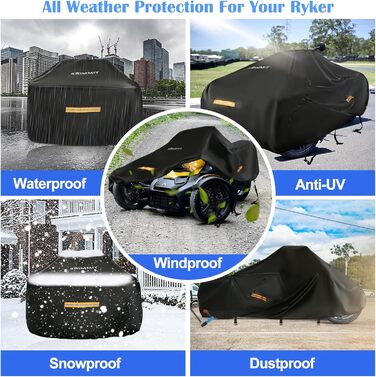 Водонепроникний чохол для Can-Am Ryker 600/900/Sport/Rally, міцний 420D, повна захисна накидка з водостійкими швами, аксесуар для мотоцикла, розмір 264x167x114 см