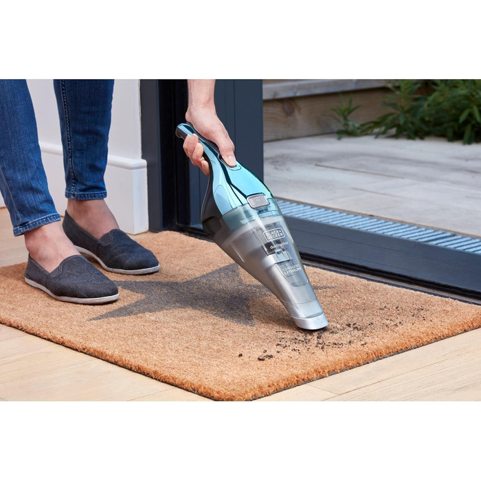 Пилосос ручний Black & Decker NVC220WBC-QW, 15.5 Вт, 385 мл, хром та синій