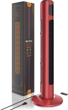 Вентилятор-колона Brandson 96 см з дистанційним керуванням, 3 швидкості, осциляція 60°, мобільний, рубіново-червоний, призер 2024 року