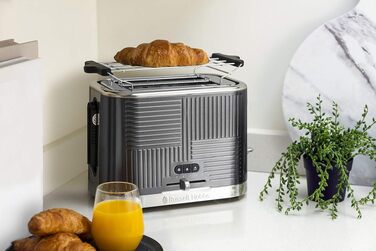 Тостер Russell Hobbs Geo Edelstahl Grau на 2 тости, нержавіюча сталь, 6 режимів, розморожування, підігрів, широкі слоти для хліба