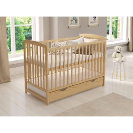 Дитяче ліжечко Love For Sleep Jacob 120x60 см з матрацом Aloe Vera, дерев'яне, букове, для новонароджених, що трансформується, бортики, дитяче ліжко