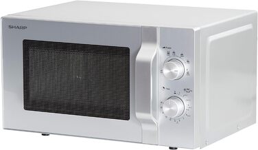 Мікрохвильова піч Sharp R204S, 20 л, 800 Вт, 6 режимів, срібляста, таймер, розморожування за вагою, скляний піддон 24,5 см