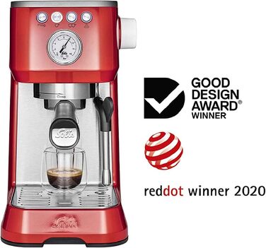 Еспресо-машина Solis Barista Perfetta Plus 1170, професійна ріжкова кавоварка з манометром, паровою та гарячоводною насадкою, температурним регулятором, 54 мм холдером, подвійним носиком, червона