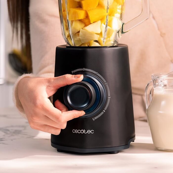 Cecotec Standmixer Power Black Titanium 2500MAX Go - потужний блендер з титановим покриттям, 2500 Вт, 1.8 л, 5 швидкостей, з пляшкою