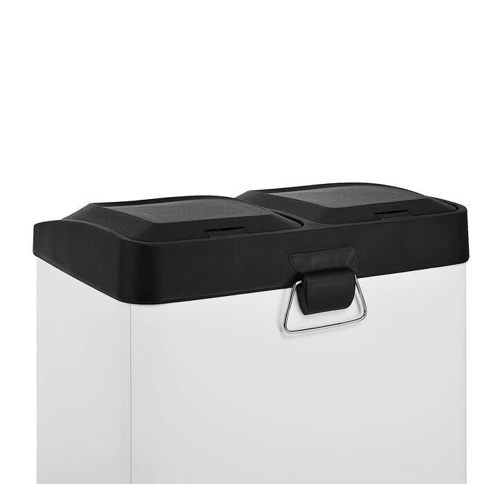 Двосекційний кухонний смітник SVITA TC2X15 30л, білий, педальний, для сортування сміття з внутрішніми відрами 2х15л, для кухні та ванної