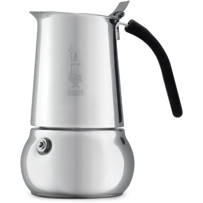 Кавоварка Bialetti Kitty на 2 чашки, 95 мл, з нержавіючої сталі, стильний дизайн, не для індукції