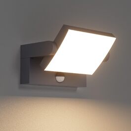 Світильник настінний вуличний Klighten 24W з датчиком руху, антрацит (RAL 7016), 3000K, IP65, 1500 Лм, алюміній