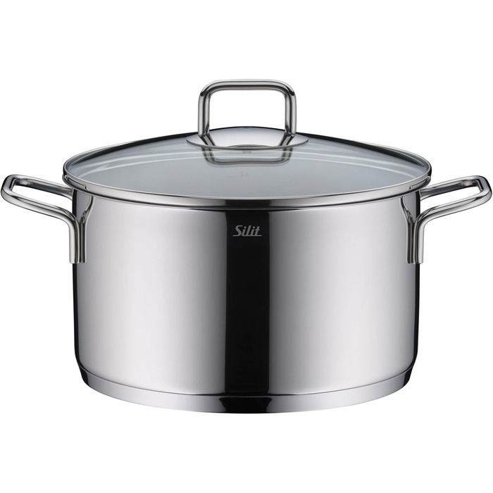 Набір кухонного посуду Silit Extra Cook: каструлі 16/20/24 см з кришками, ковшик 16 см, внутрішня шкала, широкий зливний край, придатний для миття в посудомийній машині, з нержавіючої сталі Crominox