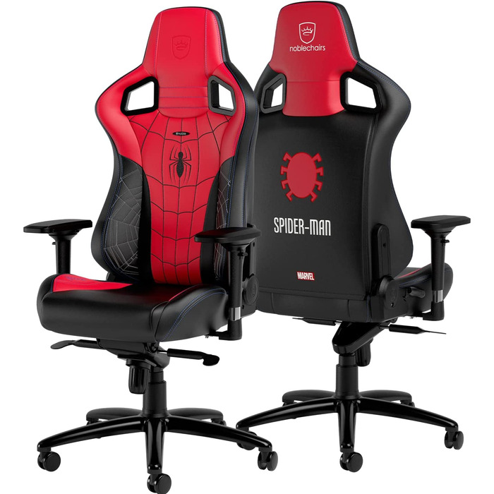 Ігрове крісло noblechairs Epic Spider-Man Edition, ергономічне, офісне, з підголівником і поперековою підтримкою, для користувачів до 120 кг і 185 см, спецвидання, екошкіра PU