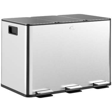 Сміттєвий відер з 3 секціями по 10 л, дезодоруючою кришкою, Soft-Close, стійкий до відбитків пальців, знімний, сріблястий