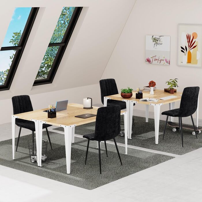 Набір з 4 чорних стільців WAFTING для їдальні, м'які стільці з високою спинкою та металевими ніжками для кухні, вітальні, спальні, приймальні