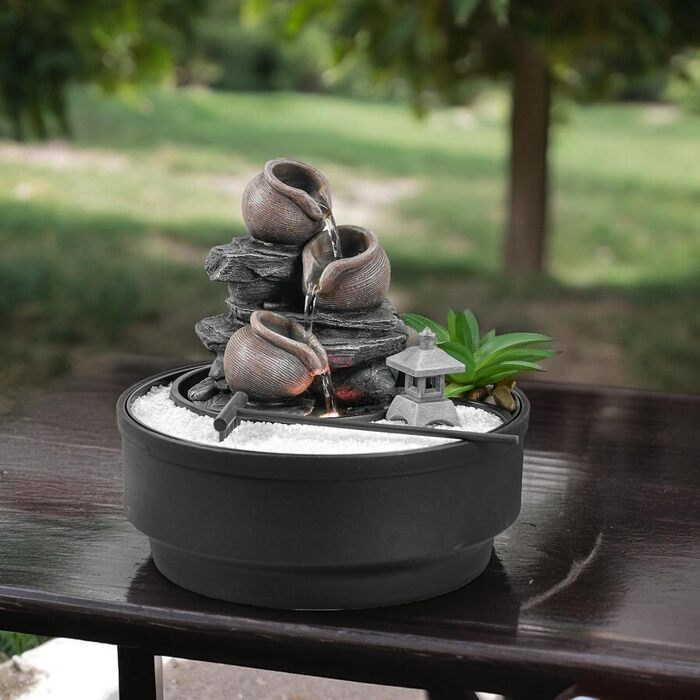 Фонтан для саду Oasis Zen'Light: водоспад, LED-підсвічування, білий пісок, декор для релаксації