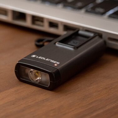 Ліхтарик-брелок Ledlenser K6R, 400 люмен, акумуляторний, USB-A, з червоним світлом, сірий