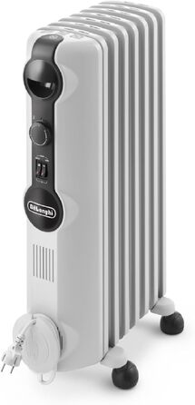 Масляний обігрівач De'Longhi Radia S TRRS0715, 1500 Вт, 7 секцій, з термостатом та захистом від замерзання, білий