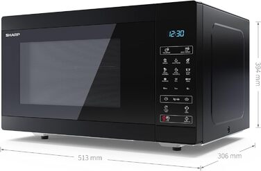 Мікрохвильова піч SHARP MS51EB, 900 Вт, 5 режимів, розмір 51,3x30,6x39,4 см, чорна, з функцією розморожування