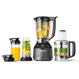 Блендер Nutribullet Full Size Combo 1200/1500 Вт, електричний, професійний, 1,89 л, чорний, NBF500MB, з чашами 946 мл і 710 мл