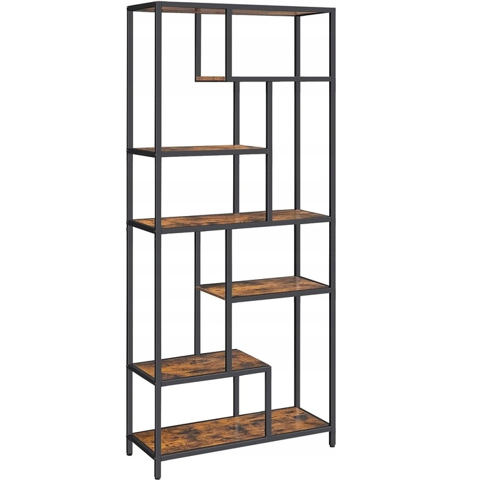 Стелаж Songmics у стилі лофт, 80 x 30 x 180 см, чорний/рустикальний дуб