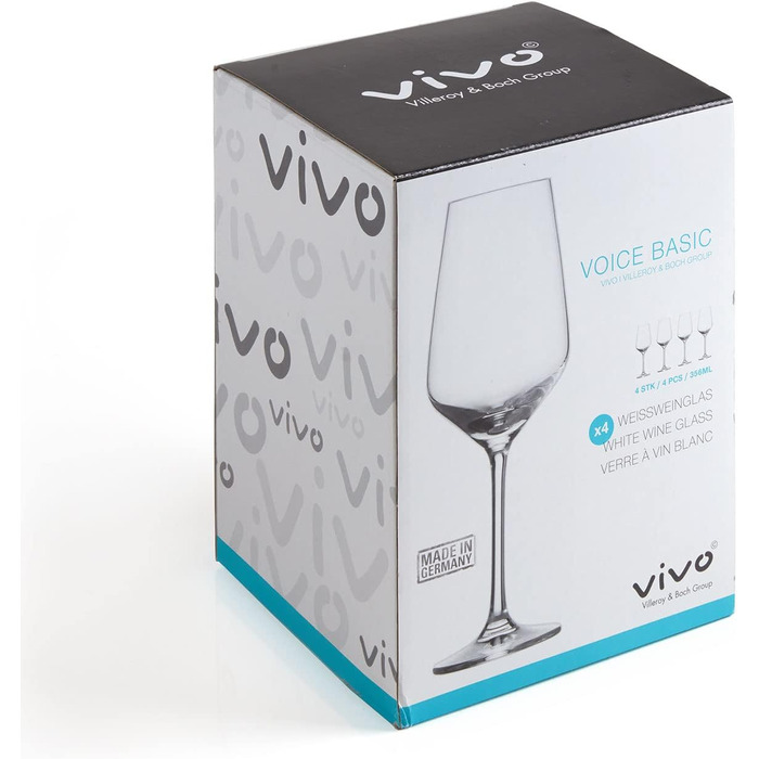 Набір келихів для білого вина Villeroy & Boch Vivo Voice Basic, 4 шт, 356 мл, кришталь, підходить для посудомийної машини
